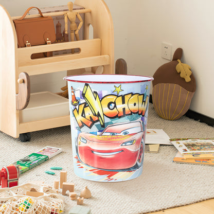 Disney Cars Kids Waste Paper Bin for Bedroom, Playing & Study Room | Childrens Small Plastic Bucket Dustbin, Waterproof & Stain-Resistant, Open-Top Study Desk Basket | Kids Bedroom Accessories