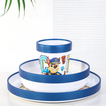 Paw Patrol 3pcs Reusable Bicolor Premium Kids Dinner Tableware Set Plate, Bowl & Tumbler, BPA Free