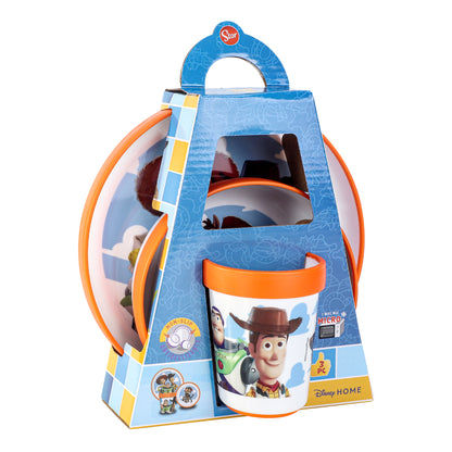 Toy Story 3pcs Reusable Bicolor Premium Kids Dinner Tableware Set Plate, Bowl & Tumbler, BPA Free