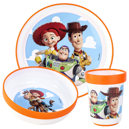Toy Story 3pcs Reusable Bicolor Premium Kids Dinner Tableware Set Plate, Bowl & Tumbler, BPA Free
