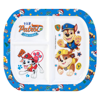 Paw Patrol 3 Section Reusable Childrens Kids Toddlers Divided Breakfast Lunch Dinner Plate