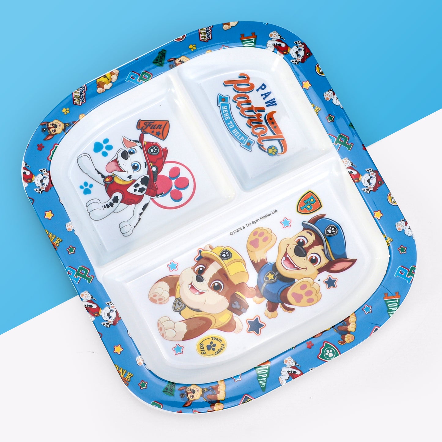 Paw Patrol 3 Section Reusable Childrens Kids Toddlers Divided Breakfast Lunch Dinner Plate