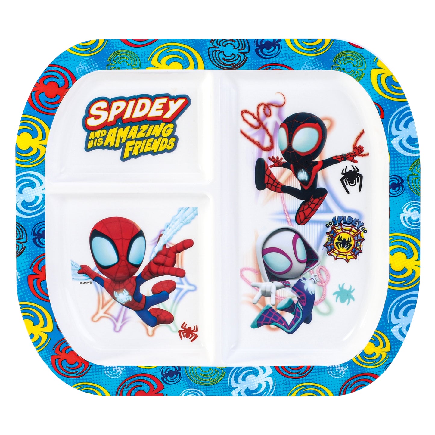 Marvel Spidey 3 Section Reusable Childrens Kids Toddlers Divided Breakfast Lunch Dinner Plate