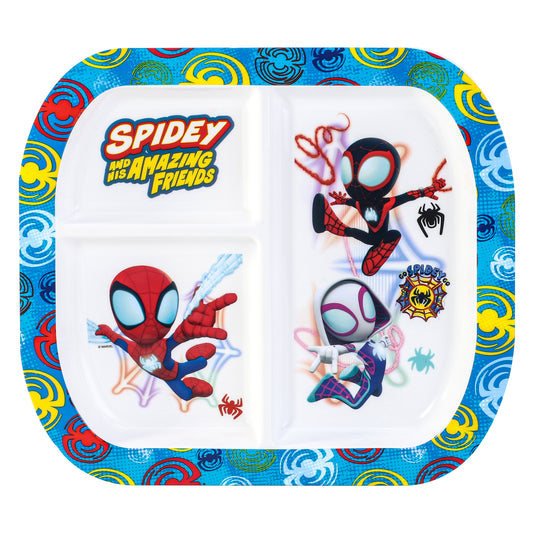 Marvel Spidey 3 Section Reusable Childrens Kids Toddlers Divided Breakfast Lunch Dinner Plate