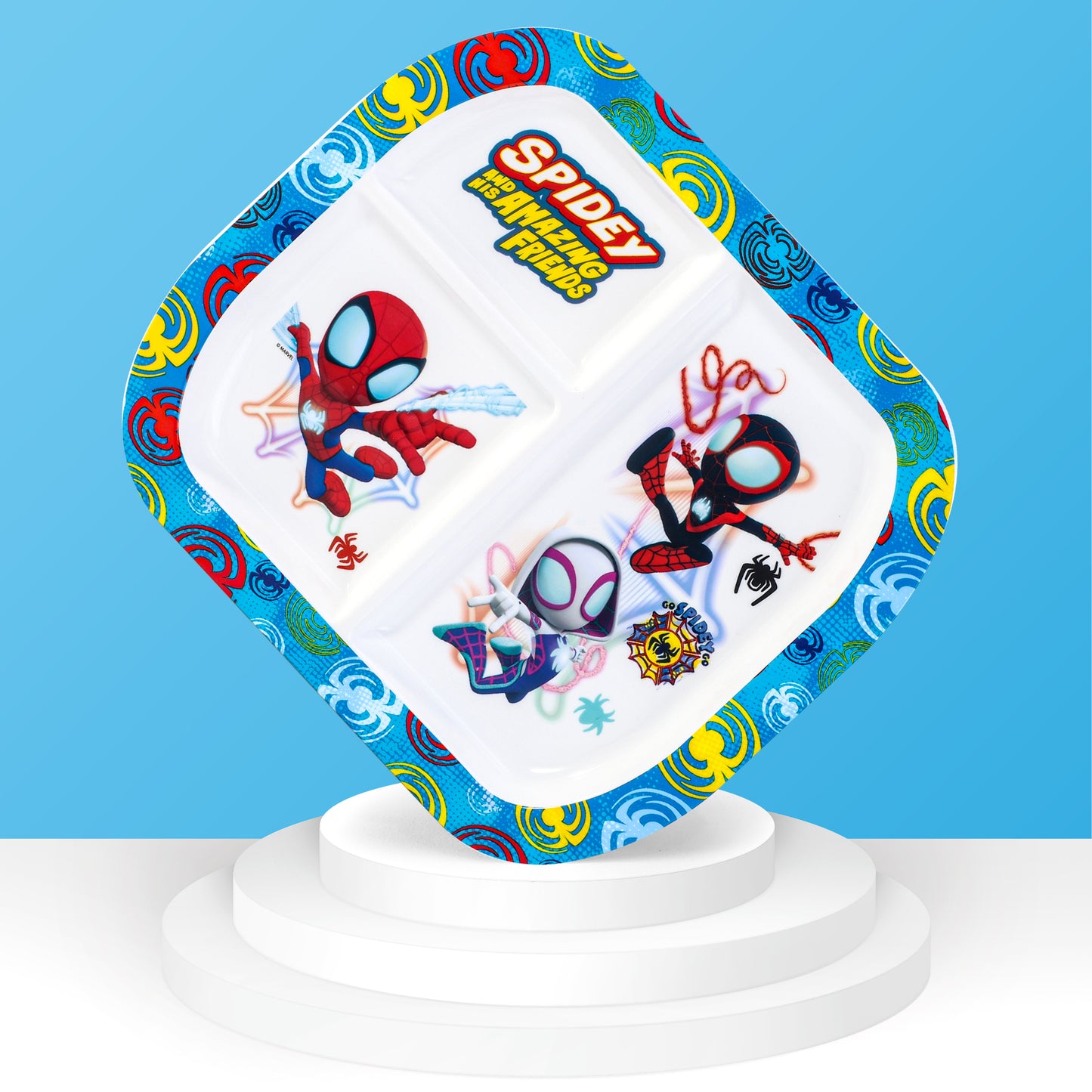 Marvel Spidey 3 Section Reusable Childrens Kids Toddlers Divided Breakfast Lunch Dinner Plate