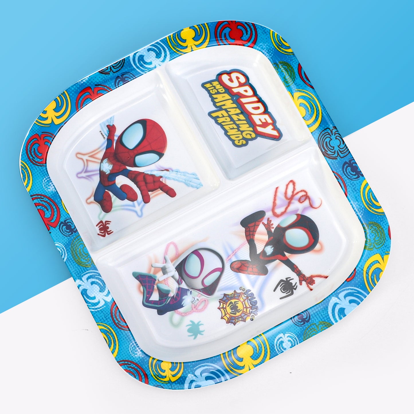 Marvel Spidey 3 Section Reusable Childrens Kids Toddlers Divided Breakfast Lunch Dinner Plate