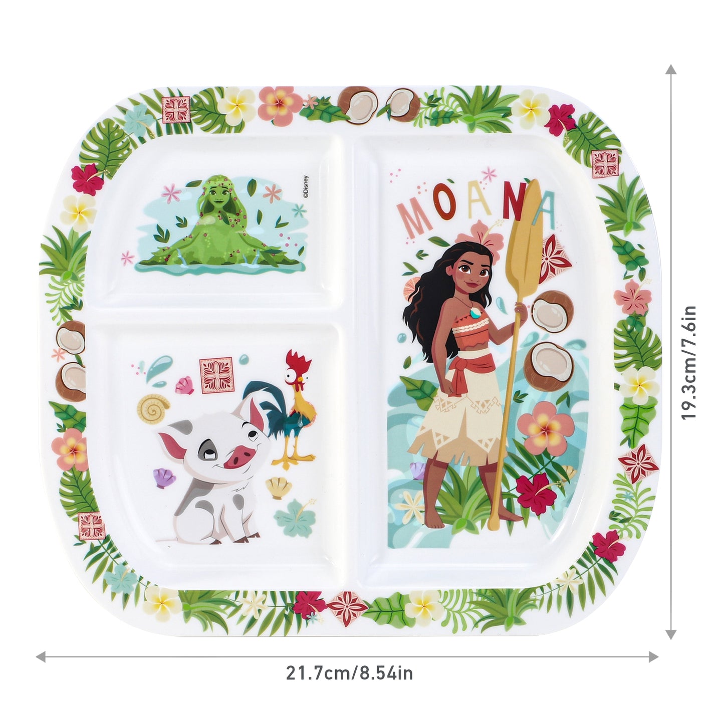 Moana 3 Section Reusable Childrens Kids Toddlers Divided Breakfast Lunch Dinner Plate