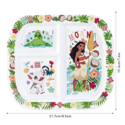 Moana 3 Section Reusable Childrens Kids Toddlers Divided Breakfast Lunch Dinner Plate
