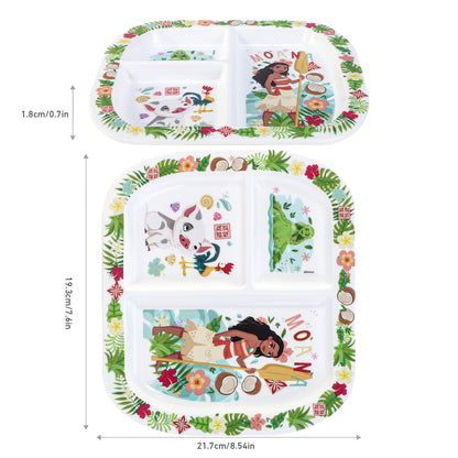 Moana 3 Section Reusable Childrens Kids Toddlers Divided Breakfast Lunch Dinner Plate