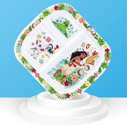 Moana 3 Section Reusable Childrens Kids Toddlers Divided Breakfast Lunch Dinner Plate