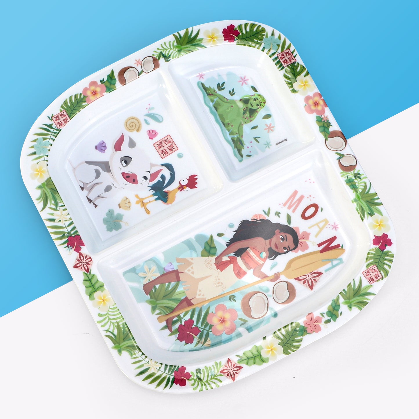 Moana 3 Section Reusable Childrens Kids Toddlers Divided Breakfast Lunch Dinner Plate