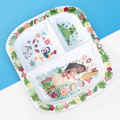 Moana 3 Section Reusable Childrens Kids Toddlers Divided Breakfast Lunch Dinner Plate