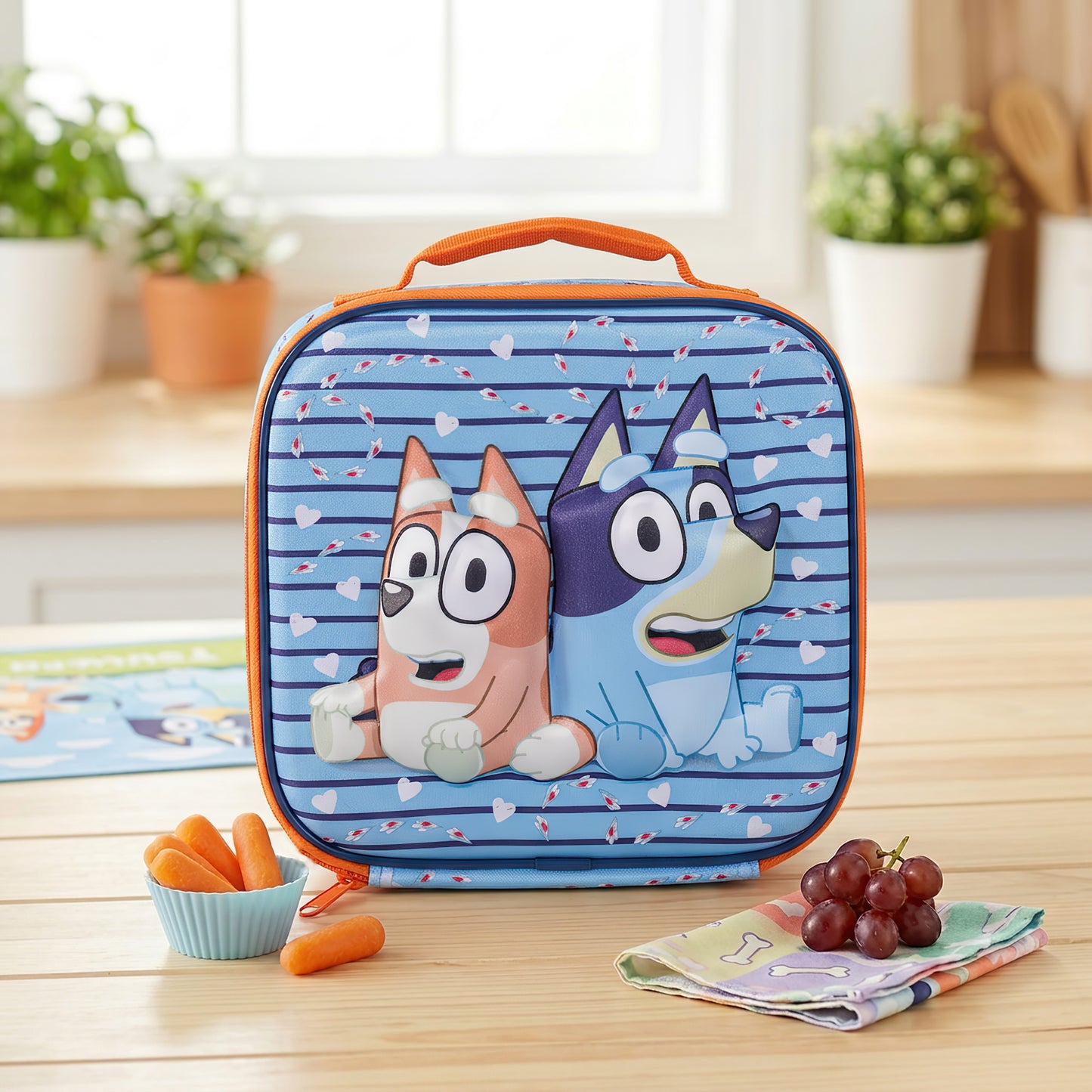 Bluey & Bingo 3D Rectangular Insulated Lunch Box Bag for Boys and Girls, Perfect Size for Packing Hot or Cold Snacks for School and Travel, BPA Free