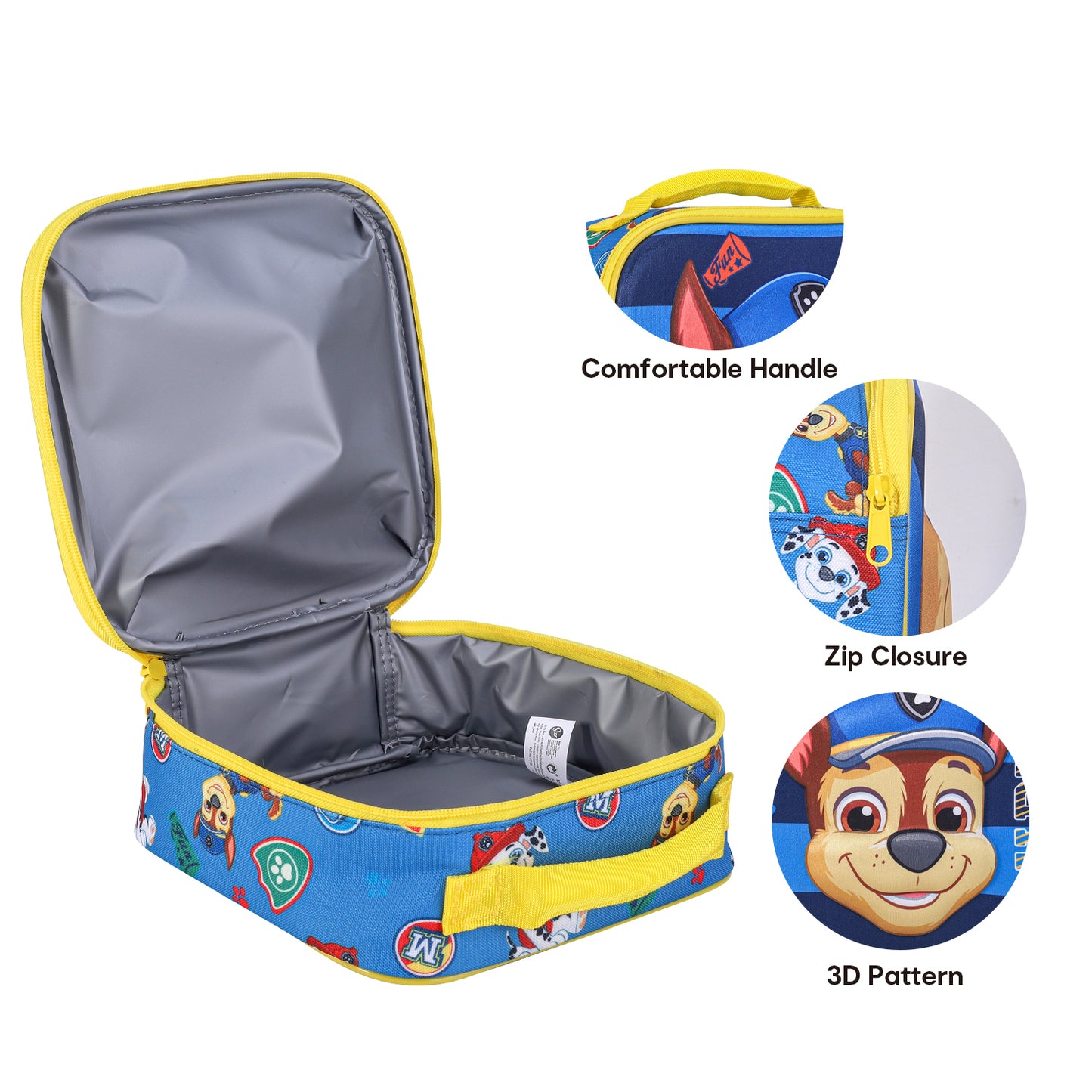 Paw Patrol 3D Rectangular Insulated Lunch Box Bag for Boys and Girls, Perfect Size for Packing Hot or Cold Snacks for School and Travel, BPA Free