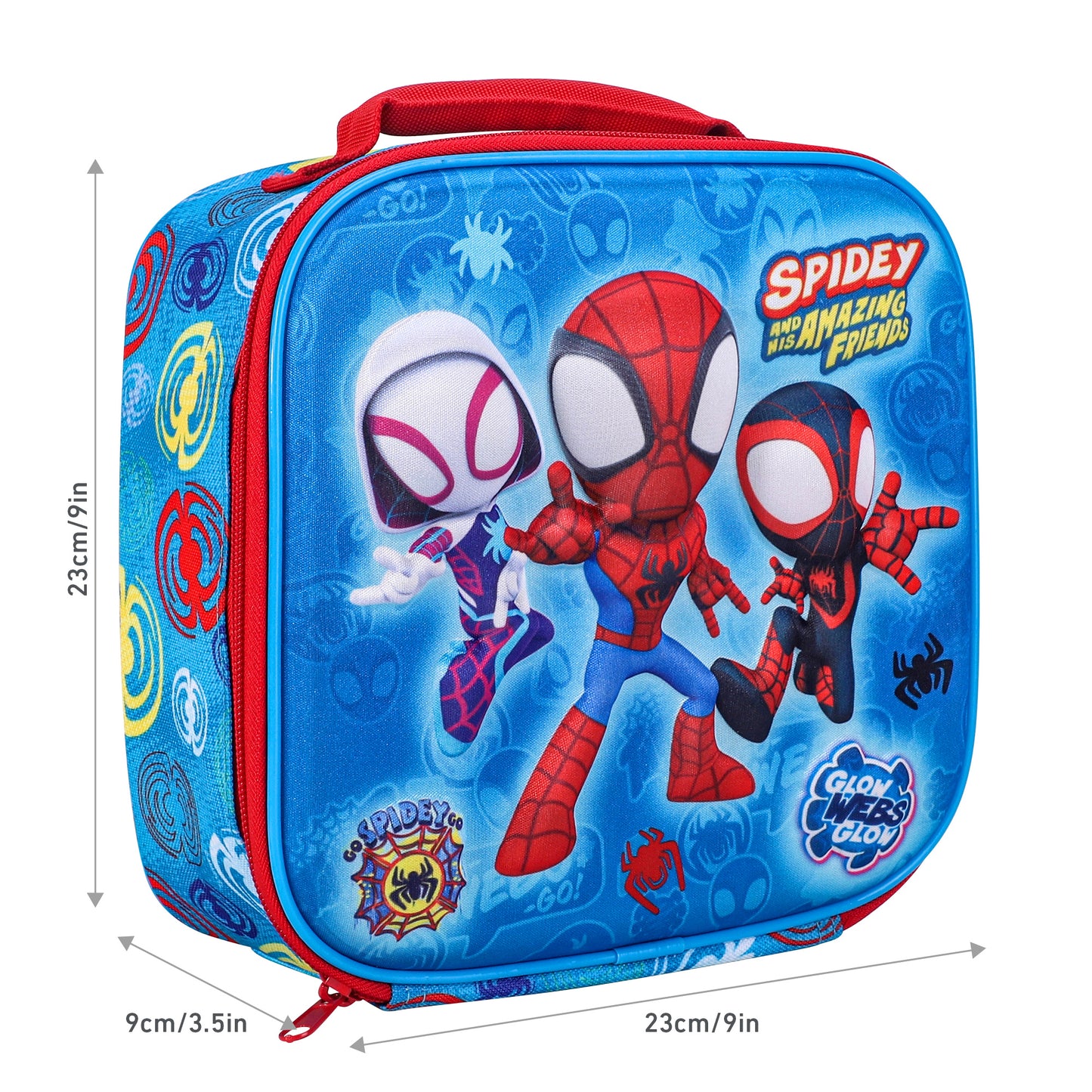 Marvel Spidey 3D Rectangular Insulated Lunch Box Bag for Boys and Girls, Perfect Size for Packing Hot or Cold Snacks for School and Travel, BPA Free