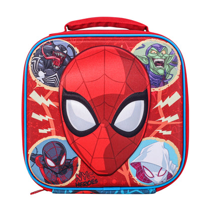 Marvel Spiderman 3D Rectangular Insulated Lunch Box Bag for Boys and Girls, Perfect Size for Packing Hot or Cold Snacks for School and Travel, BPA Free