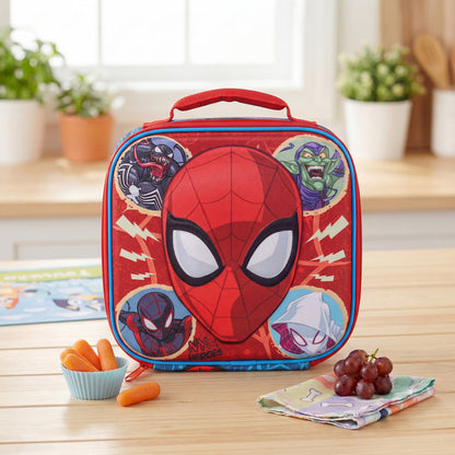 Marvel Spiderman 3D Rectangular Insulated Lunch Box Bag for Boys and Girls, Perfect Size for Packing Hot or Cold Snacks for School and Travel, BPA Free