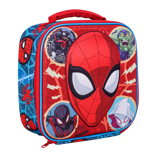 Marvel Spiderman 3D Rectangular Insulated Lunch Box Bag for Boys and Girls, Perfect Size for Packing Hot or Cold Snacks for School and Travel, BPA Free