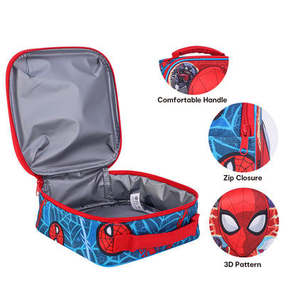 Marvel Spiderman 3D Rectangular Insulated Lunch Box Bag for Boys and Girls, Perfect Size for Packing Hot or Cold Snacks for School and Travel, BPA Free