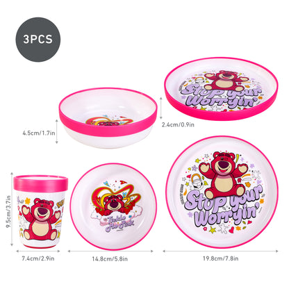 Lotso 3pcs Bicolor Premium Kids Dinner Tableware Set Plate, Bowl & Tumbler, BPA Free