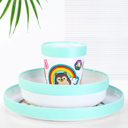 Squishmallows 3pcs Bicolor Premium Kids Dinner Tableware Set Plate, Bowl & Tumbler, BPA Free
