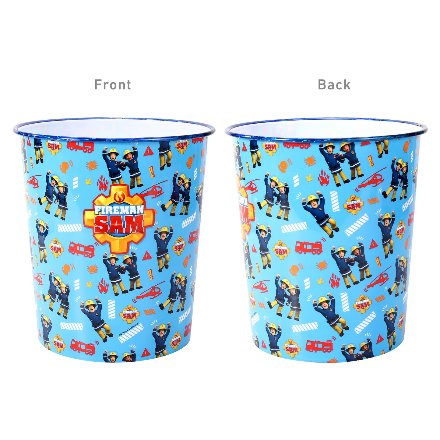 Fireman Sam Kids Childrens Waste Bucket Paper Bin Basket for Bedroom Study Desk Dustbin