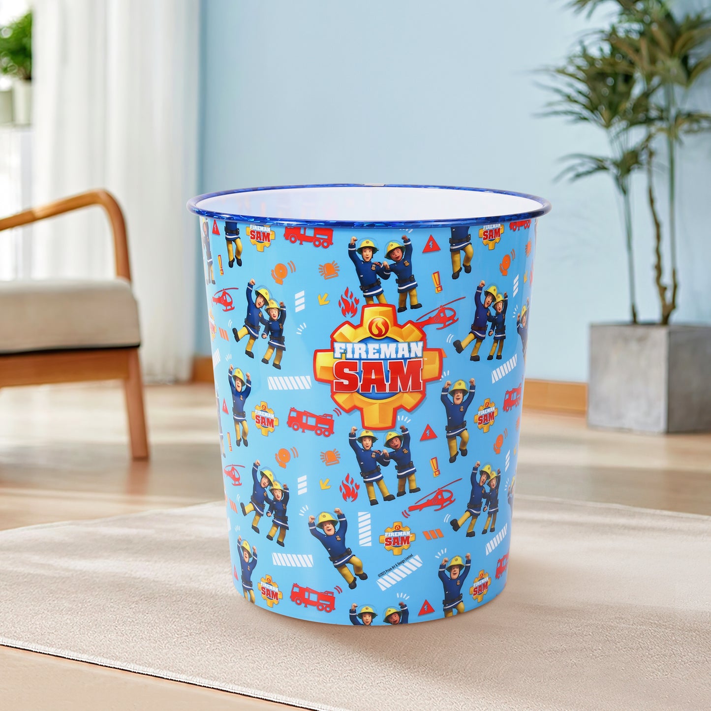 Fireman Sam Kids Childrens Waste Bucket Paper Bin Basket for Bedroom Study Desk Dustbin