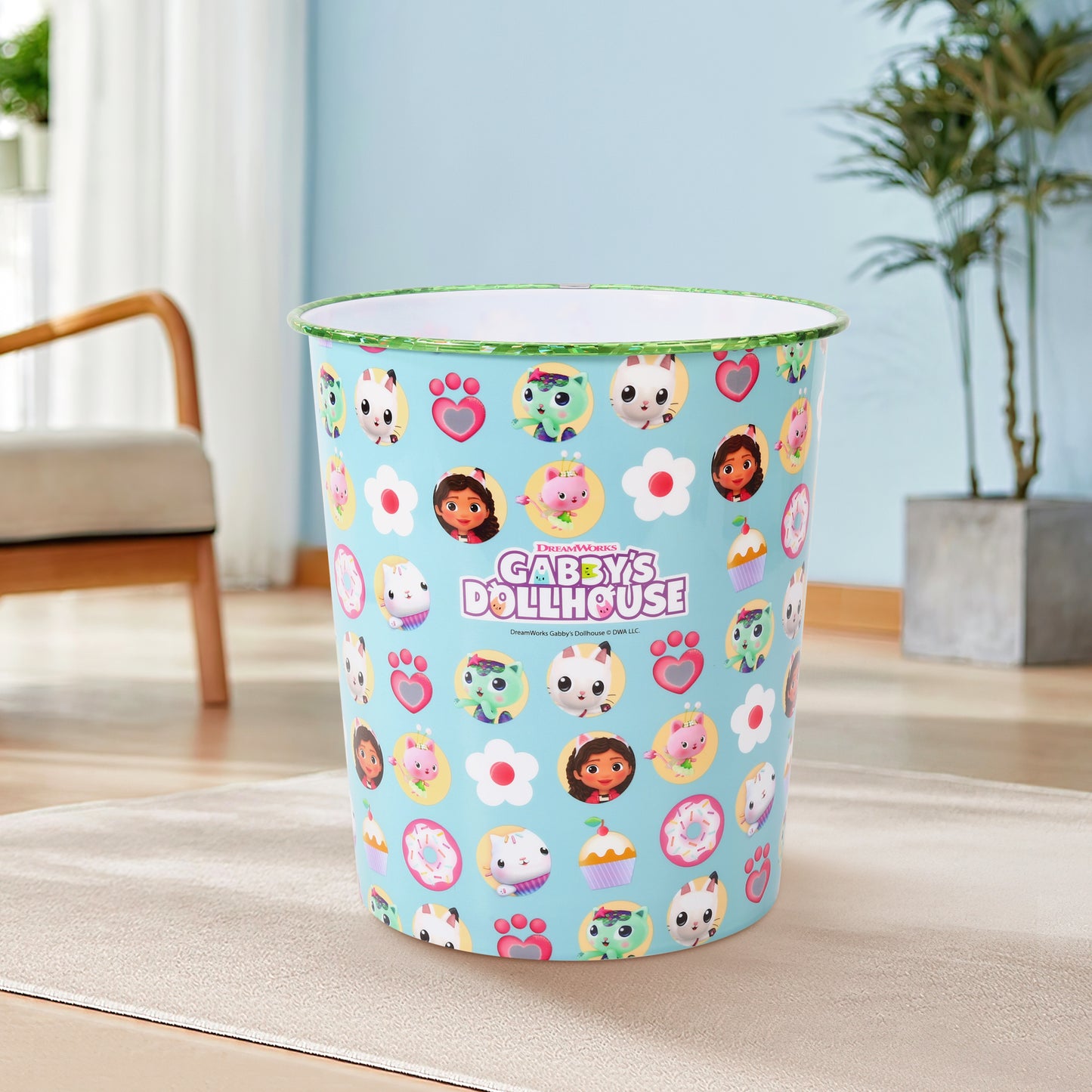 Gabby's Dollhouse Kids Childrens Waste Bucket Paper Bin Basket for Bedroom Study Desk Dustbin