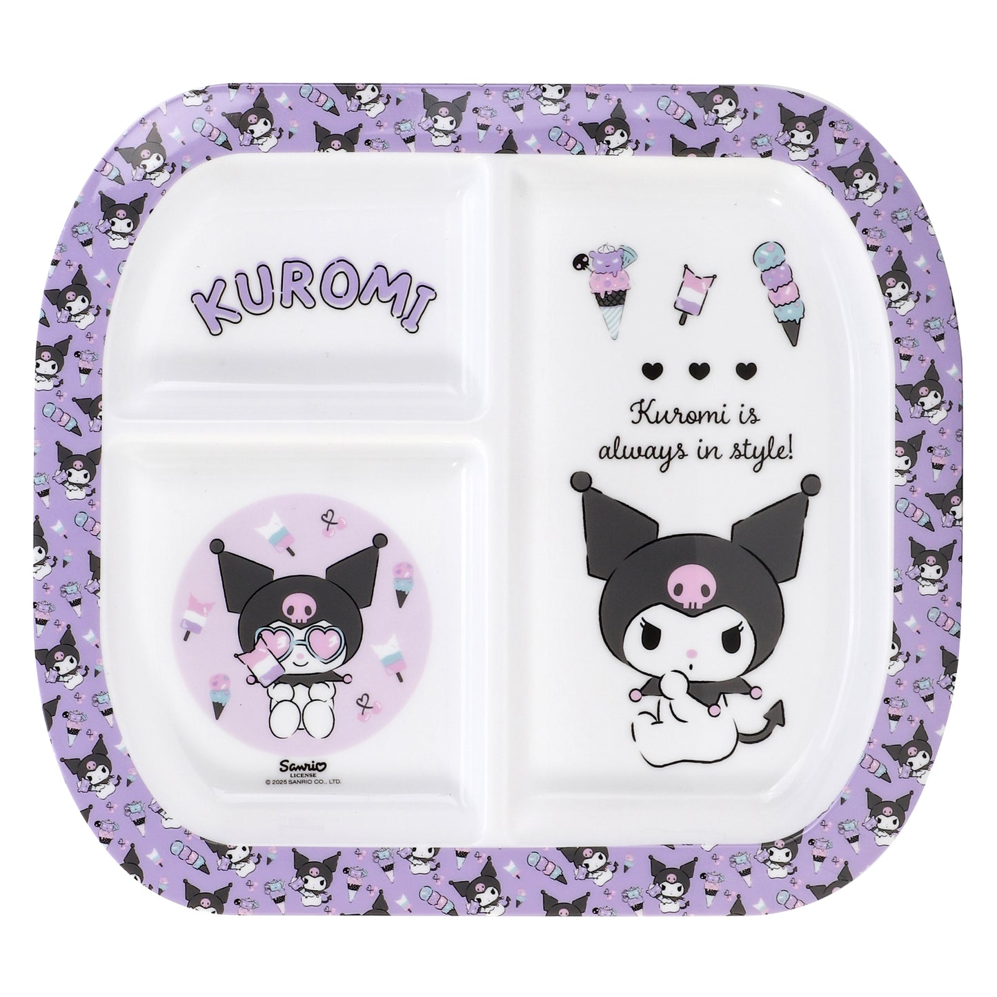 Kuromi 3 Section Childrens Divided Breakfast Lunch Dinner Plate