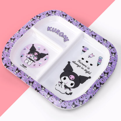 Kuromi 3 Section Childrens Divided Breakfast Lunch Dinner Plate