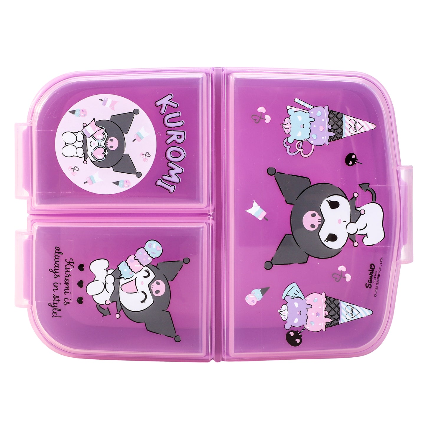 Kuromi Kids Childrens Multi Compartment Rectangular School Travel Lunch Food Box Sandwich Bento Container, BPA Free