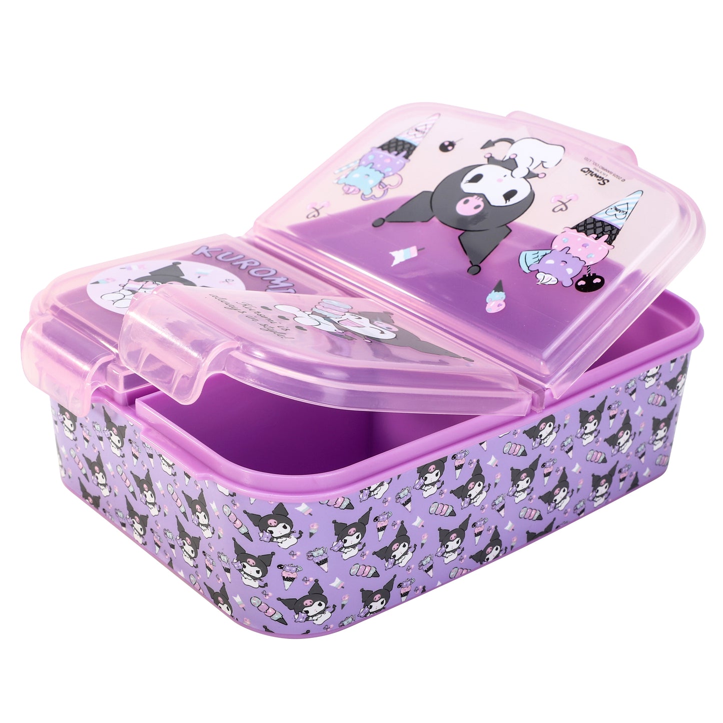 Kuromi Kids Childrens Multi Compartment Rectangular School Travel Lunch Food Box Sandwich Bento Container, BPA Free