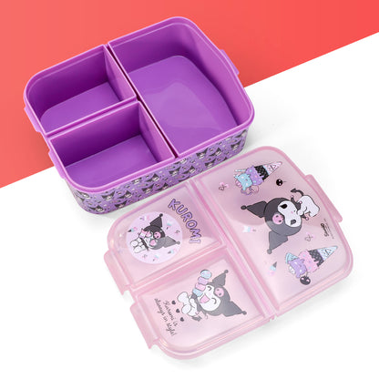 Kuromi Kids Childrens Multi Compartment Rectangular School Travel Lunch Food Box Sandwich Bento Container, BPA Free
