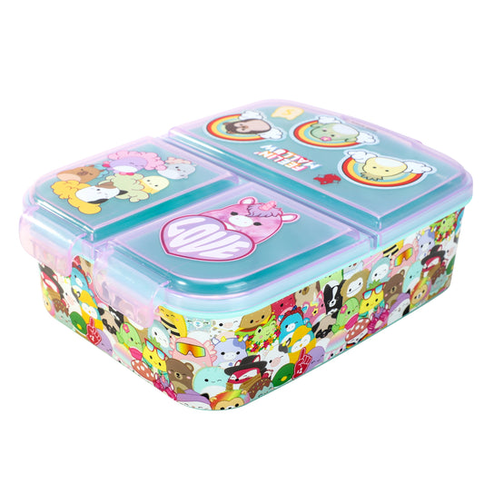 Squishmallows Kids Childrens Multi Compartment Rectangular School Travel Lunch Food Box Sandwich Bento Container, BPA Free