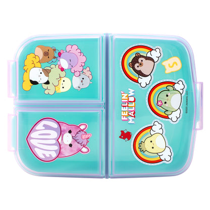 Squishmallows Kids Childrens Multi Compartment Rectangular School Travel Lunch Food Box Sandwich Bento Container, BPA Free