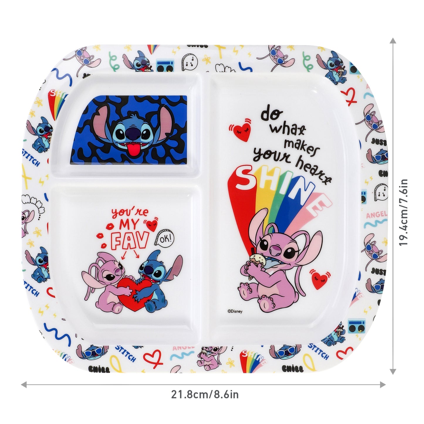 Stitch Island 3 Section Childrens Divided Breakfast Lunch Dinner Plate
