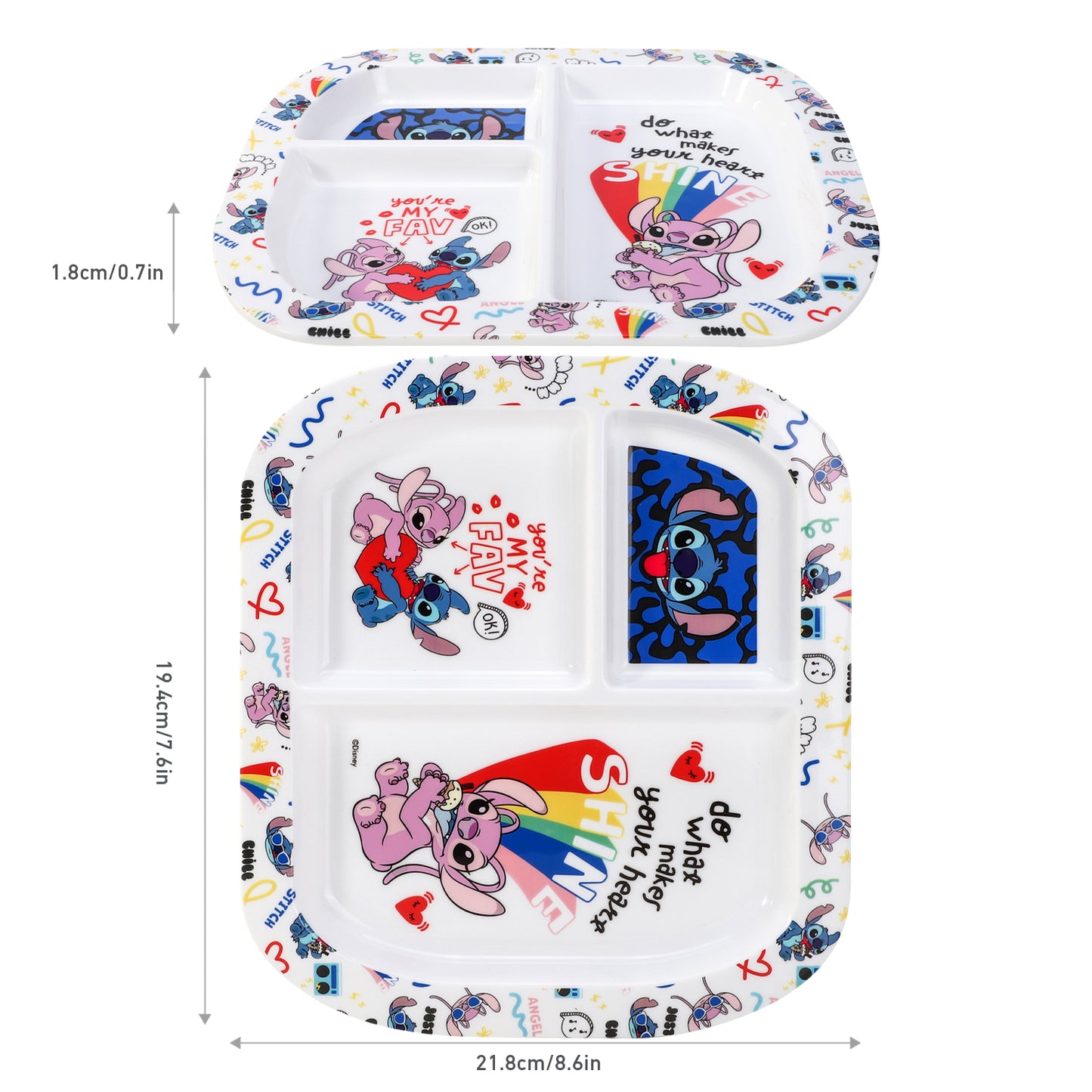 Stitch Island 3 Section Childrens Divided Breakfast Lunch Dinner Plate