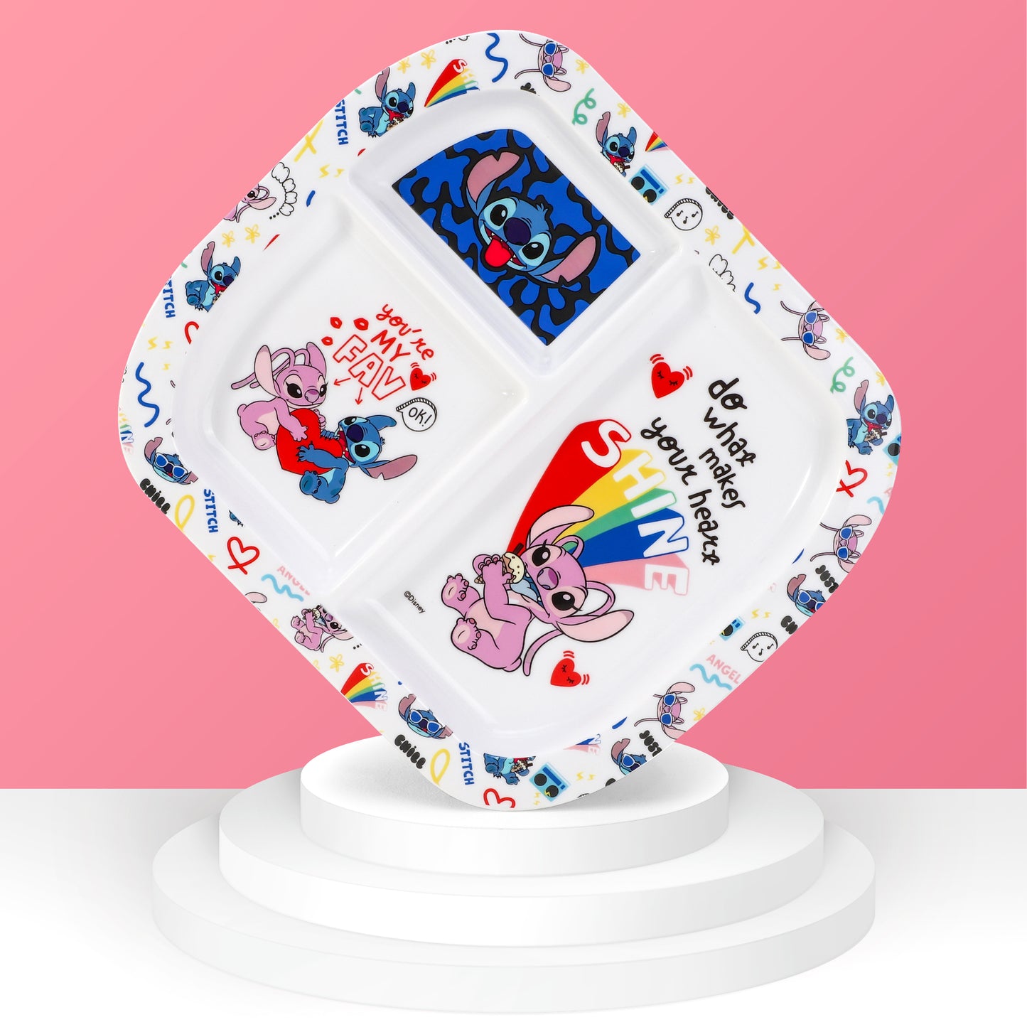 Stitch Island 3 Section Childrens Divided Breakfast Lunch Dinner Plate