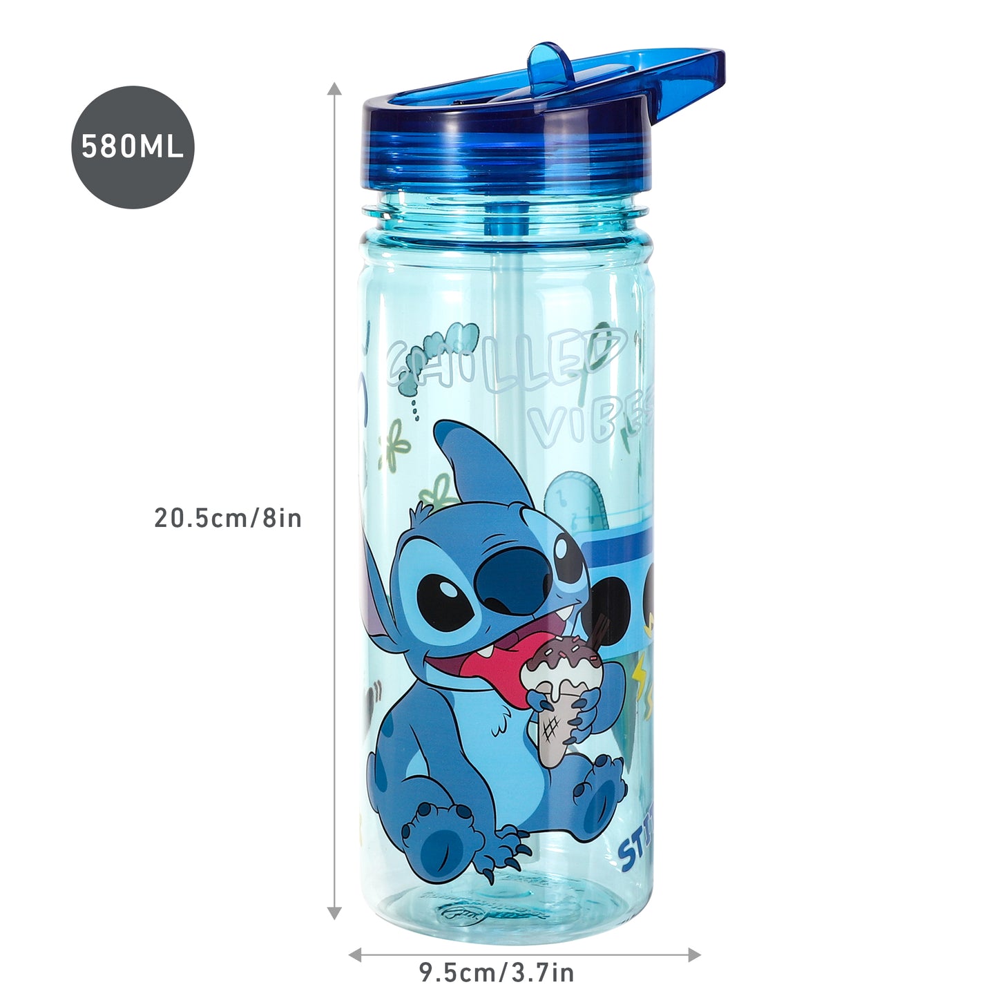 Stitch 580ml Water Bottle for Kids, School Drinks Bottle Made of Durable Ecozen BPA Free
