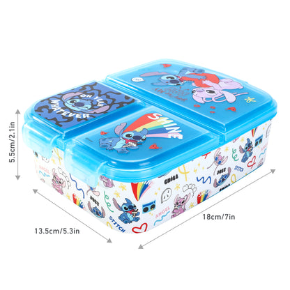 Stitch Island Kids Childrens Multi Compartment Rectangular School Travel Lunch Food Box Sandwich Bento Container, BPA Free