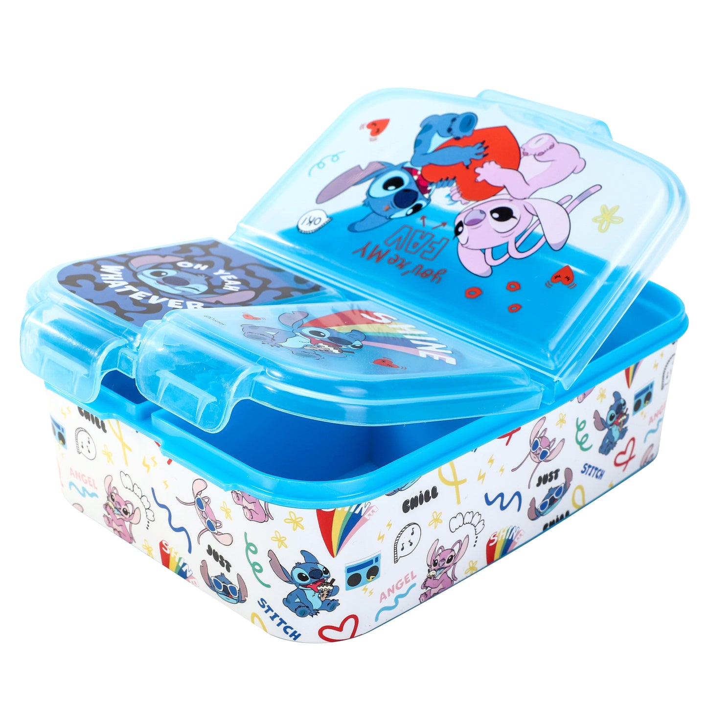 Stitch Island Kids Childrens Multi Compartment Rectangular School Travel Lunch Food Box Sandwich Bento Container, BPA Free