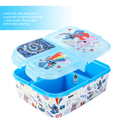 Stitch Island Kids Childrens Multi Compartment Rectangular School Travel Lunch Food Box Sandwich Bento Container, BPA Free