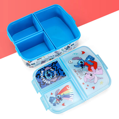Stitch Island Kids Childrens Multi Compartment Rectangular School Travel Lunch Food Box Sandwich Bento Container, BPA Free