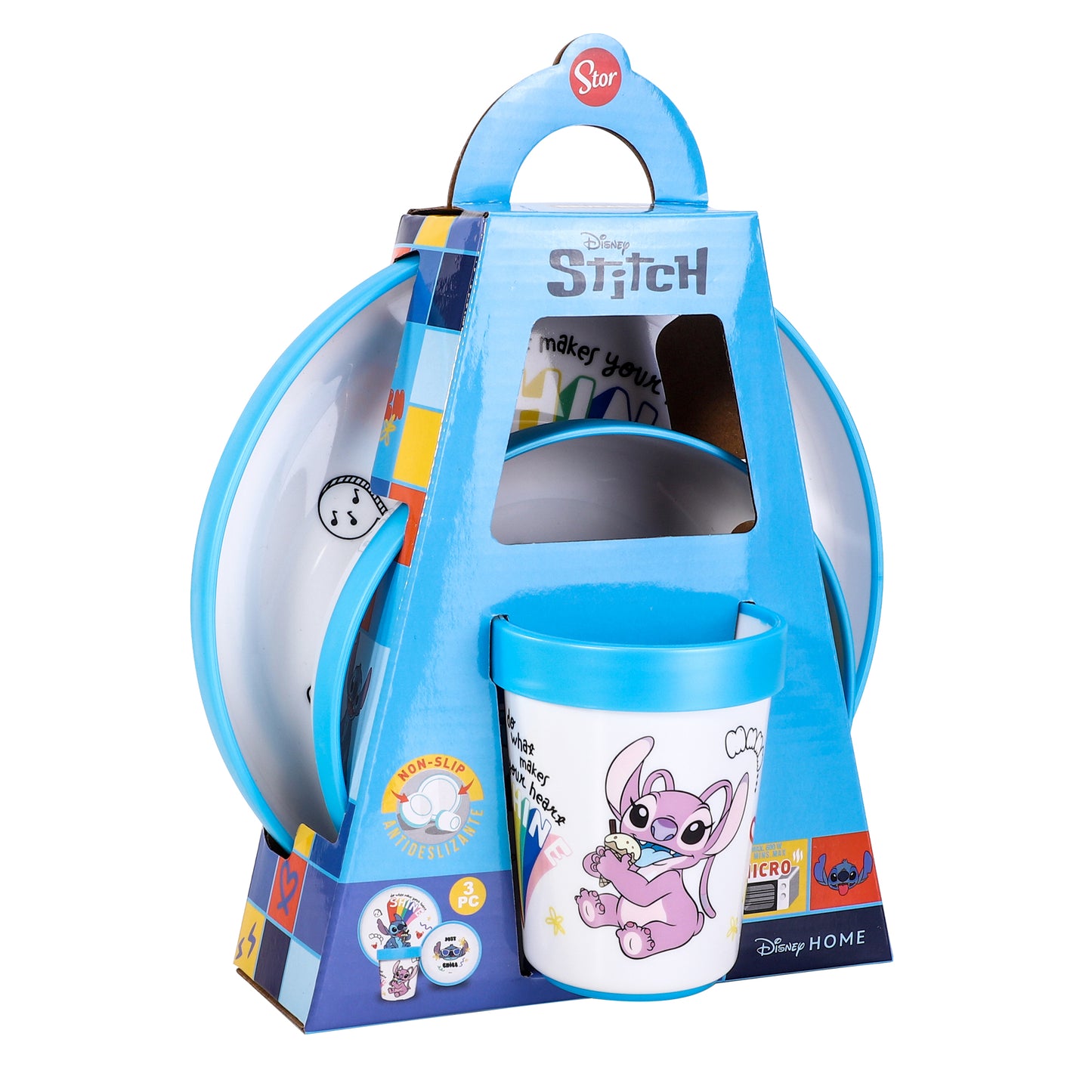 Stitch Island 3pcs Bicolor Premium Kids Dinner Tableware Set Plate, Bowl & Tumbler, BPA Free