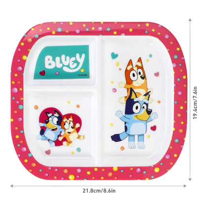 Bluey Pink 3 Section Childrens Divided Breakfast Lunch Dinner Plate