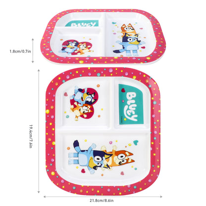 Bluey Pink 3 Section Childrens Divided Breakfast Lunch Dinner Plate