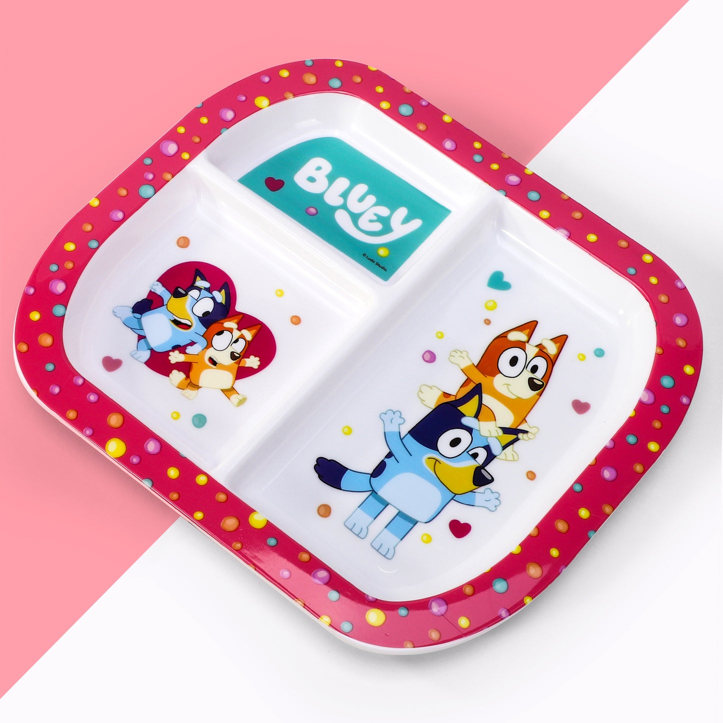 Bluey Pink 3 Section Childrens Divided Breakfast Lunch Dinner Plate