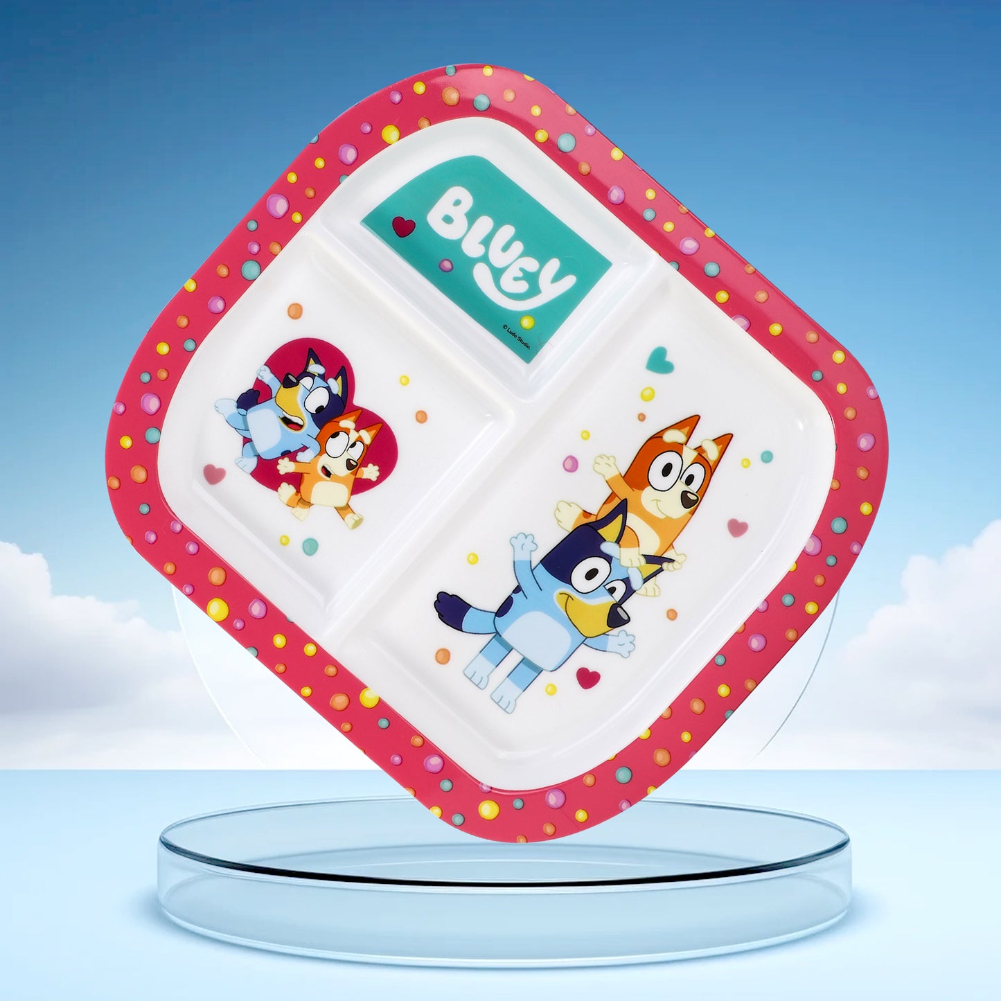 Bluey Pink 3 Section Childrens Divided Breakfast Lunch Dinner Plate
