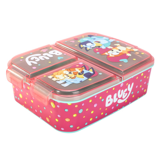 Bluey Pink Kids Childrens Multi Compartment Rectangular School Travel Lunch Food Box Sandwich Bento Container, BPA Free
