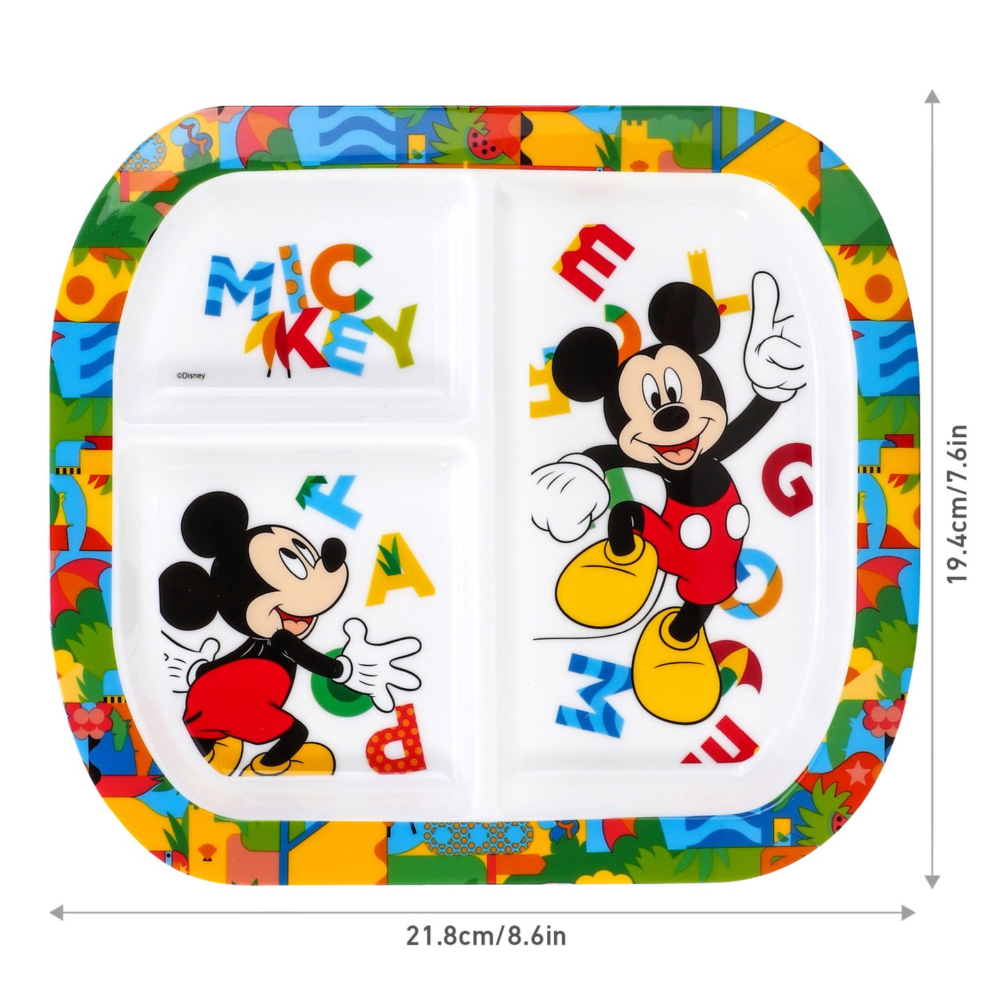 Mickey Mouse 3 Section Childrens Divided Breakfast Lunch Dinner Plate